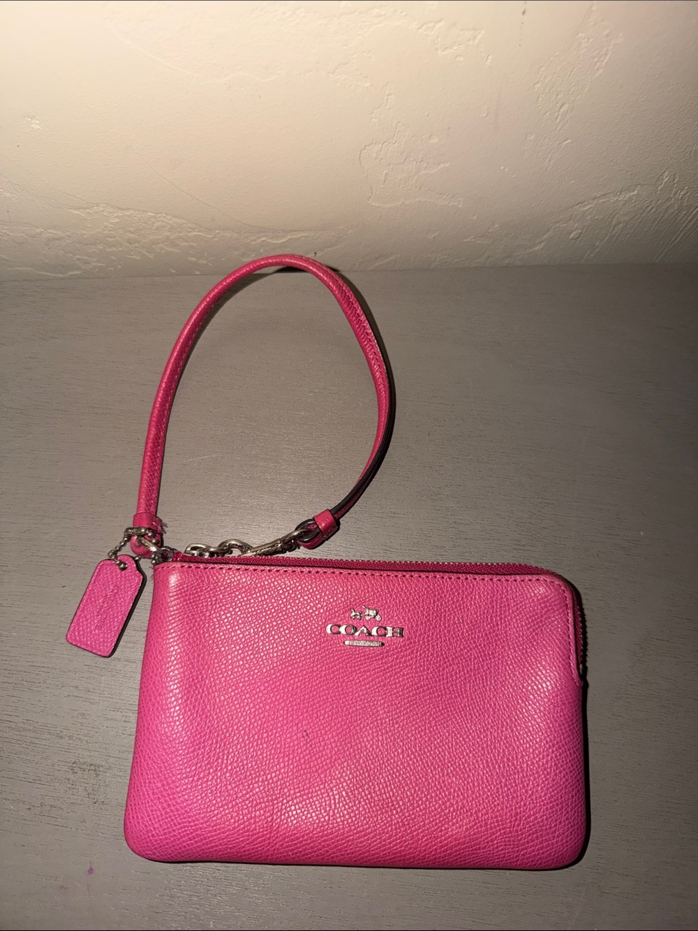COACH Hot Pink Leather Wristlet Clutch